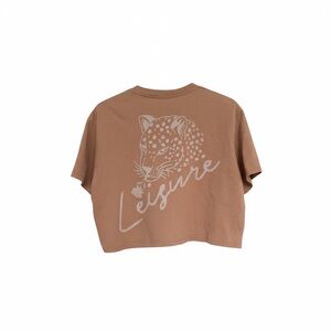 Duvin Leisure Tan Crop Top with Leopard Print- M